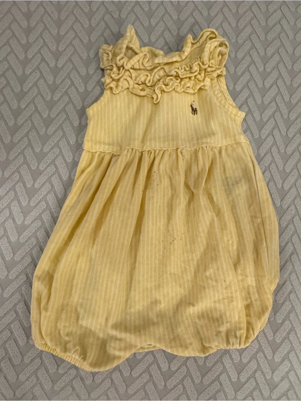 Ralph Lauren baby yellow stripe ruffle romper size 12 months